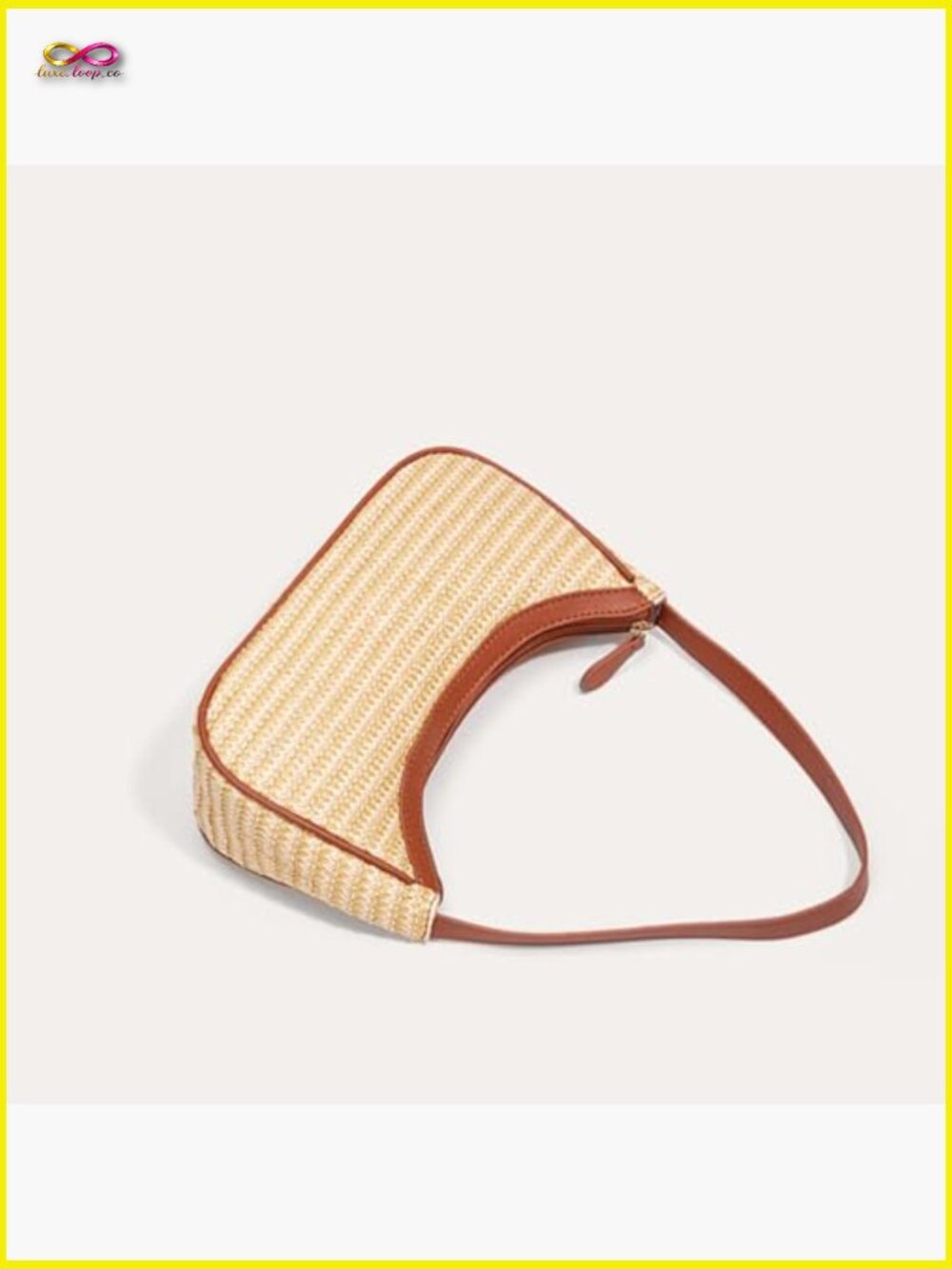 Woven Straw Underarm Bag Lightweight Minimalist Hobo Crossbody Phone Wallet - Picture 7 of 7